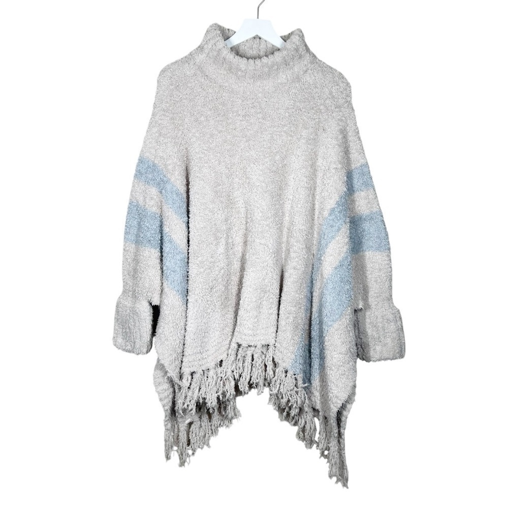 Barefoot Dreams Cozy Chic Beach Poncho Weather Fringe Beige Style 627 One Size